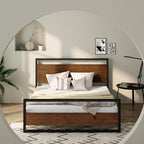 ZINUS Suzanne Bamboo and Metal Platform Bed Frame with Footboard, Wood Slat Support, No Box Spring Needed, Easy Assembly, Twin
