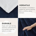 Bedsure GentleSoft Sherpa Fleece Throw Blanket for Couch - Thick and Warm Throw for Women and Men, Soft Fuzzy Plush Blanket for Winter, Navy, 50x60 Inches