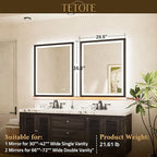TETOTE LED Bathroom Mirror with Lights Black Metal Framed 30x36 Frontlit & Backlit Vanity Mirror Baroque Gothic Antifog Stepless Dimmable White/Warm/Natural,Wall Mounted(Horizontal/Vertical)