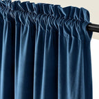 Lazzzy Velvet Blackout Curtains Thermal Insulated Room Window Drapes Super Soft Luxury Curtains for Living Room Bedroom Rod Pocket 2 Panels, Dark Blue, 52" W x 72" L