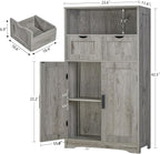 Iwell Storage Cabinet with 2 Drawers & 2 Adjustable Shelves, Kitchen Cabinet, Cupboard, for Living Room, Kitchen, Entryway, Home Office, Grey