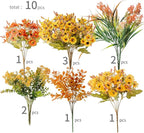 10pcs Fall Artificial Outdoor Branch with Sunflower Daisy for Indoor Outside Hanging Plants Garden Porch Window Box Home Wedding Farmhouse Décor