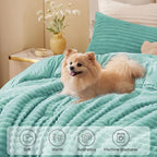 BEDELITE Fleece Twin Comforter Set -Super Soft & Warm Fluffy Haze Blue Bedding, Luxury Fuzzy Heavy Bed Set for Winter with 1 Pillow case