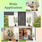GOFLAME 3FT Artificial Camellia Tree, Faux Camellia Plant with White Flowers, Solid Wood Trunk, Realistic Moss, Greenery Potted Decoration Tree for Indoor Outdoor Home Porch Front Door