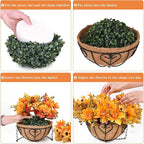 Waipfaru Artificial Fake Fall Hanging Mums Plants Flowers Basket for Outdoor, Faux Mums Floral Hanging Plant in Hang Planter Look Real UV Resistant for Porch Patio Balcony Yard Outdoor Decor (2Pcs)