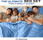 DREAMCARE King Size Sheets Set – 4 pcs Cooling Sheets – up to 21” Deep Pocket King Sheet Set – Hotel Luxury Sheets & Pillowcases – Superior Softness 100% Fine Microfiber with Side Pocket – Light Blue