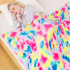 Flannel Colorful Blanket Queen Size for All Season - Premium Lightweight Anti-Static Super Soft Cozy Plush Rainbow Throw, Lightweight Microfiber Winter Warm Blanket 90" x 90"(Rainbow Queen)