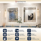 Keonjinn Bathroom Mirror with Lights 60 x 36 Inch, LED Mirror with Backlit, Anti Fog Lighted Mirror with Stepless Dimmable, UL Listed LED Driver, Waterproof, CRI90+, HD Tempered Glass