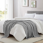 BOURINA Light Grey Throw Blanket 50 x70 Inches Jacquard Argyle Throw Textured Solid Soft Throws and Blankets for Sofa or Bed Knitted Decorative Blanket