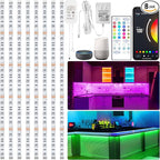maylit 8 PCS 3.3FT Smart RGB Under Cabinet Lights Kit, Work with Alexa and Google Assistant, App and Remote Control, Music Sync Color Changing, Timer, Dimmable, for Cabinet, Counter, Shelf, Bookcase