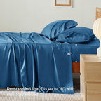 Bedsure Cooling Sheets Twin XL, Rayon Derived from Bamboo, Breathable & Soft Twin XL Sheet Sets, Deep Pocket Up to 16", Hotel Luxury Silky Dorm Bedding for Hot Sleepers, Peacock Blue