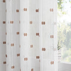 MYSKY HOME White Curtains for Bedroom 72 Inch Length Long Sheer Curtains for Kids Room Nursery Curtains with Taupe Patched Design Rod Pocket Privacy Window Drapes Dining Room 52" x 72" 2 Panels