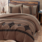 MaiRêve Embroidery King Size Comforter Set Brown, Boho Farmhouse Western Bedding Set 7 Pieces, All Season Bed in A Bag Comforter Set with Sheets, Pillowcases & Shams