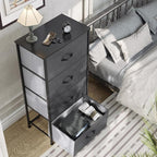 YITAHOME Storage Tower with 4 Drawers - Fabric Dresser, Organizer Unit for Bedroom, Living Room, Closets - Sturdy Steel Frame, Easy Pull Fabric Bins & Wooden Top