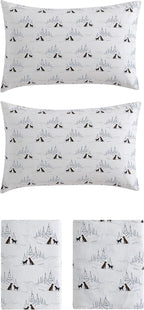 Eddie Bauer - King Sheets, Cotton Flannel Bedding Set, Brushed For Extra Softness, Cozy Home Decor (Dog Friends White, King)