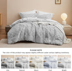 Bedsure King Comforter Set - Light Grey Comforter, Boho Tufted Shabby Chic Bedding for Kids, 3 Pieces Vintage Farmhouse Bed Set for All Seasons, Fluffy Soft Bedding with 2 Pillow Shams
