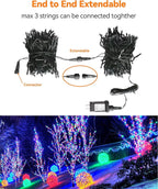 Blingstar Christmas String Lights - 98.4 Ft+9.8 Ft 300 LED Extendable Plug-in 8 Modes Multicolored Decorative Lights for Indoor Outdoor Xmas Tree Wedding Party, Long & Bright