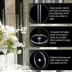 Vincidern 24pcs Taper Candle Holder Acrylic Candlestick Holder Clear Set for Table Centerpiece, Long Candle Stick Candle Stand Cylinder Shade for Halloween, Christmas Wedding Party Dining Room Decor