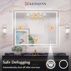 Keonjinn 72 x 32 Inch LED Bathroom Mirror with Lights, Large Wall Mounted Vanity Mirror, UL Listed LED Driver, HD Tempered Glass, Easy Installation, Anti-Fog, Memory Dimmable 6000K, CRI 90+