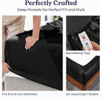 California Design Den Full Size Bed Sheets Set - Soft 400 Thread Count Sateen, Natural 100% Cotton Sheets with Deep Pockets, Breathable, Cooling and Durable Bedding Set - Black