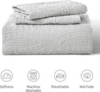 Love's cabin King Size Quilt Bedding Set Light Grey Bedspreads - Bed Summer Lightweight Bedspread Comforter - Coin Pattern Bedding Coverlet for All Season - 3 Pieces (1 Quilt, 2 Pillow Shams)