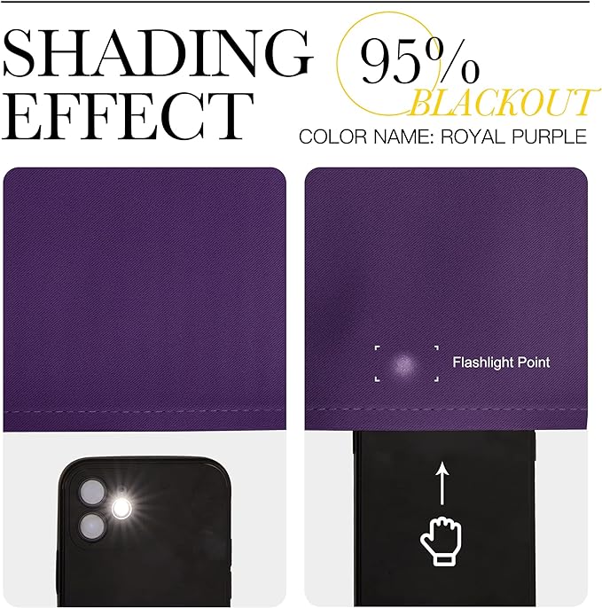 NICETOWN Blackout Royal Purple Doorway Curtains - Solid Thermal Insulated Grommet Room Darkening Privacy Window Drapes Sound Dampening for Bedroom/Living Room (W46 x L80, 2 Panels)