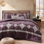 MaiRêve Embroidery King Size Comforter Set Purple, Boho Farmhouse Western Bedding Set 7 Pieces, All Season Bed in A Bag Comforter Set with Sheets, Pillowcases & Shams