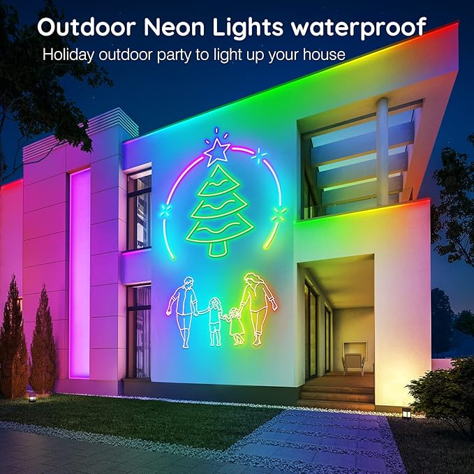 AILBTON 20Ft Neon Rope Lights,Flexible Led Rope Lights Control with App/Remote,Multiple Modes Rope Lights,IP65 Outdoor RGB Led Neon Light Waterproof,Music Sync Gaming