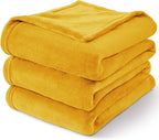 BEDELITE Fleece Blankets Queen Size Yellow Throw Blankets for Bed, Luxury Plush Cozy Fuzzy Blanket 90x90 inches, Super Soft Warm Lightweight Throw Blanket All Seasons Suitable