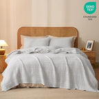 PHF 100% Cotton Waffle Weave Blanket Twin Size for Bed, Soft Lightweight & Breathable, All-Season Comfort, Luxury Aesthetic Woven Bedding for Home Decor, 66"x90", Light Grey