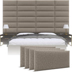 Vänt Upholstered Wall Panels - King/Cal King Size Wall Mounted Headboards - Faux Merino Wool Brown - Twin/King - Set of 4 Panels (Each Individual Panel 39"x11.5")