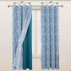BONZER Mix and Match Curtains - 2 Pieces Branch Print Sheer Curtains and 2 Pieces Blackout Curtains for Bedroom Living Room Grommet Window Drapes, 54x84 Inch/Panel, Teal, Set of 4 Panels