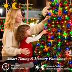 aneeway Christmas Tree Lights String, 480LED Christmas Lights for Tree with 8 Light Modes & Memory Function, 9.84FT x 16 String Light with Timing & Remote Control for Xmas Ornament - Multicolor