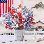 Uieke 6Pcs 4th of July Artificial Flowers Fake Patriotic Babys Breath Flowers for Independence Day Decor Blue White Red Silk Flowers for Memorial Day Floral Arrangement Home