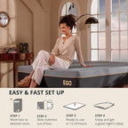 EGOHOME 12 Inch Twin XL Memory Foam Mattress for Back Pain, Cooling Copper Gel Bed in a Box, Foam Made in USA, CertiPUR-US Certified, Therapeutic Medium Firm, Daybed 38x80x12 Black