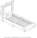 Furinno Laval Double Row Nail Head 12PC Slat Style Bed Frame, Twin, Linen