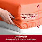 Mellanni Twin Sheets Set - 3 PC Iconic Collection Bedding - Hotel Luxury, Extra Soft, Cooling Bed Sheets - Wrinkle, Fade, Stain Resistant (Twin, Poppy Orange)