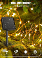 Brightown Solar String Lights, 2 Packs Total 66Ft 200 LED Solar Fairy Lights with 8 Modes, Waterproof Solar Lights for Outside Patio Yard Tree Wedding Christmas(Warm White)