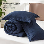 Bedsure King Size Comforter Set - Navy Soft Bedding for All Seasons, Cationic Dyed Bed Set, 3 Pieces, 1 King Size Comforter (104"x90") and 2 Pillow Shams (20"x36"+2")