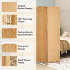 Rose Home Fashion 6 ft Tall Room Divider, Room Dividers and Folding Privacy Screens, 15.7in Privacy Screen 8 Panel Partition Temporary Wall Separation for Private, Light Beige