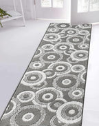 Custom Length Cut to Size Retro Modern Geometric Carpet Runner Rug for Hallways, Non Slip Rubber Backed, 31 inch Wide X Customized Length, Geo Grey, 31 inch X 18 feet