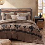 MaiRêve Embroidery Queen Size Comforter Set Brown, Boho Farmhouse Western Bedding Set 7 Pieces, All Season Bed in A Bag Comforter Set with Sheets, Pillowcases & Shams