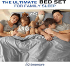 DREAMCARE California King Sheet Sets – 4 pcs Cooling Sheets – up to 21” Deep Cal King Sheets – Hotel Luxury Pillowcases – Superior Softness 100% Fine Microfiber with Side Pocket – Light Gray