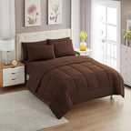 King Size Comforter Set with Sheets - 7-Piece Bedding Collection - 1 Comforter, 1 Fitted Sheet, 1 Flat, 4 Pillowcases - Deep Pocket - Soft & Premium Quality - Ideal for All Seasons, Chocolate Brown