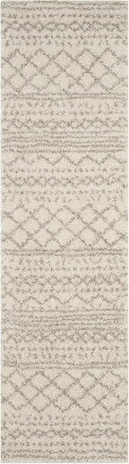 SAFAVIEH Arizona Shag Collection Runner Rug - 2'3" x 22', Ivory & Beige, Moroccan Design, Non-Shedding & Easy Care, 1.6-inch Thick Ideal for High Traffic Areas in Living Room, Bedroom (ASG741A)