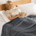 Exclusivo Mezcla Fleece Bed Blanket Twin Size, Super Soft and Warm Blankets for Couch, Sofa and Bed Waffle Textured, Cozy, Fuzzy and Lightweight (Dark Grey, 90x66 Inches)
