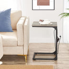 TUTOTAK C Shaped End Table with Charging Station, Side Table for Sofa, Couch Table with Storage Bag, TV Tray Table with 2 USB Ports and Outlets for Living Room, Bedroom TB01BG024