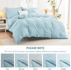 HYMOKEGE Lake Blue California King Comforter Set Seersucker 7 Pieces, All Season Luxury Bed in a Bag for Bedroom, Bedding Set with Comforters, Sheets, Pillowcases & Shams