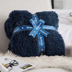 Bedsure GentleSoft Fluffy Navy Blue Blankets Queen Size for Bed, Thick Sherpa Fleece Faux Fur Fuzzy Plush Winter Warm Soft Full Queen Blankets, Bedroom Decor Blue Gifts for Women Men, 90x90