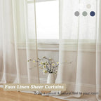 Aiyufeng Kirei Farmhouse Sheer Curtains Flax Textured for Living Room, Semi Sheer Vertical Drapes Privacy with Light Filter for Home Office/Farm House, W40 x L72, Linen, 1 Pair